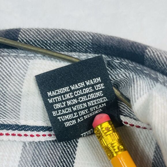 Arizona Jeans Black & White Plaid Denim Shirt Black Snaps Mens Sz M Westerncore - Picture 10 of 13